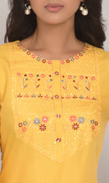 Yellow latest designer cotton kurti for girl