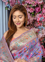 designer kashmiri weaving pure zari with blouse piece