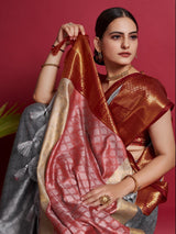 Saree with contrast blouse