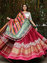 Red Silk Real Mirror Work Lehenga Choli With Dupatta