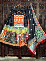 Black Silk Real Mirror And Lace Work Lehenga Choli With Dupatta