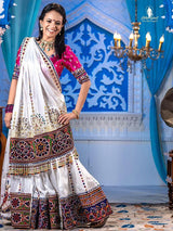 White Digital Printed Designer Navratri Special Lehenga Choli