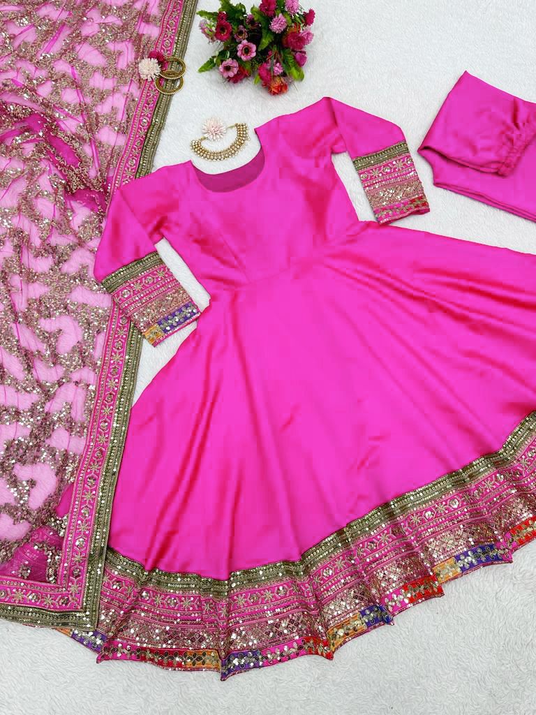 pink tapeta silk kurta with plazo with dupatta for girl