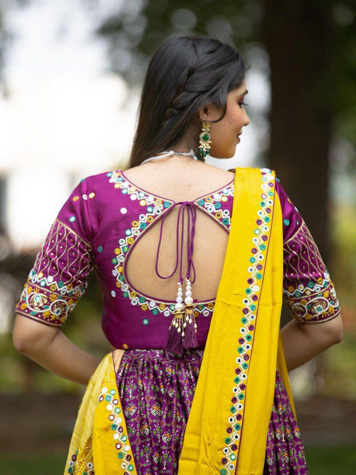 Yellow Silk Mirror Work Lehenga Choli With Dupatta