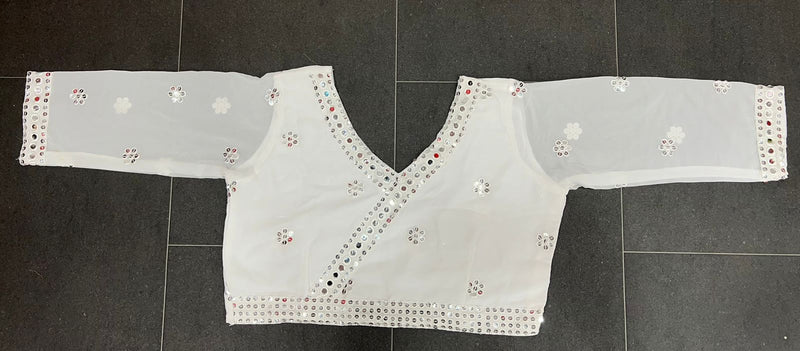White Georgette Embroidery Thread Work Lehenga Choli With Dupatta