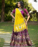 Yellow Silk Mirror Work Lehenga Choli With Dupatta