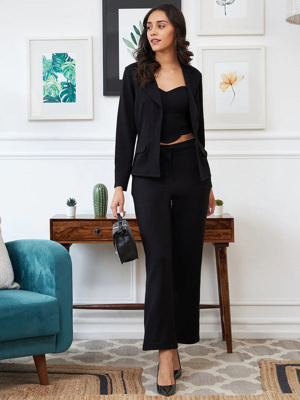 Black Poly Cotton Designer Business Suit For Girl