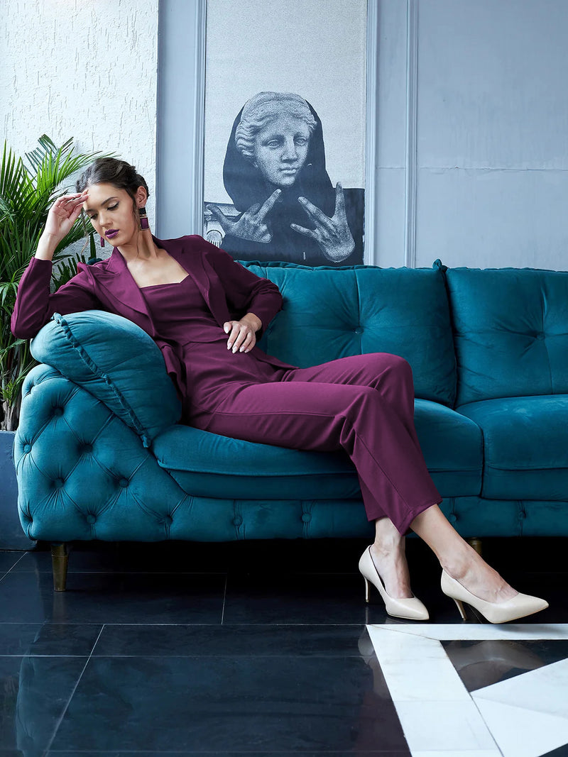 Purple Poly Cotton Designer Business Suit For Girl