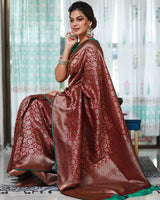 Maroon Designer Silk Saree With Jacquard Work