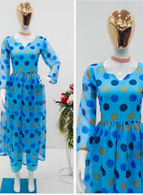 blue digital printed dress