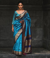 Blue Designer Silk Saree With Jacquard Work