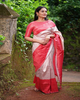 Designer Silk With Jacquard Work Saree With Attractive Blouse Piece