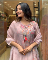 pink muslin cotton designer kurta set
