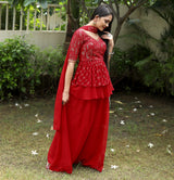 red designer gown