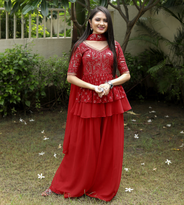 red evening gown