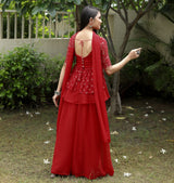 red casual gown