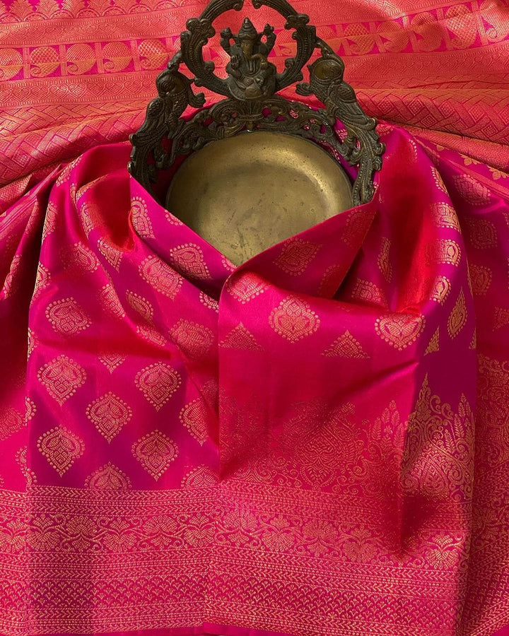 Marvellous Dark Pink Soft Silk Saree With Intricate Blouse Piece