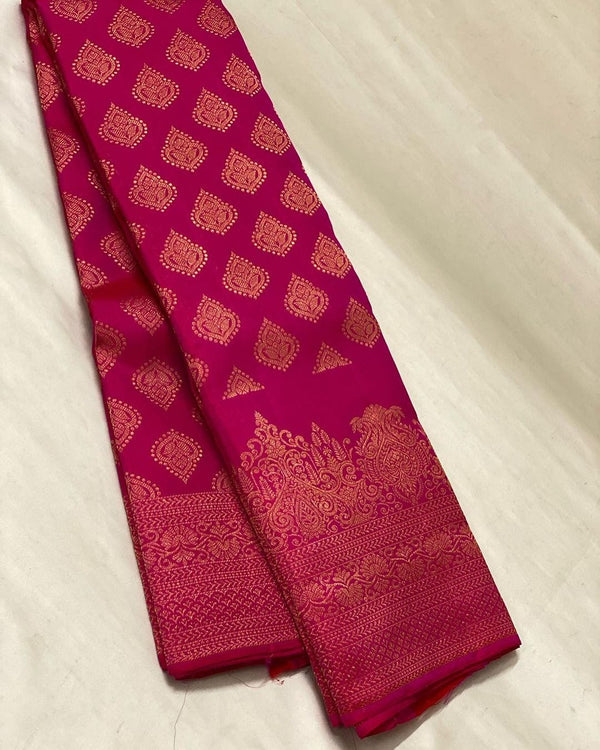 Marvellous Dark Pink Soft Silk Saree With Intricate Blouse Piece