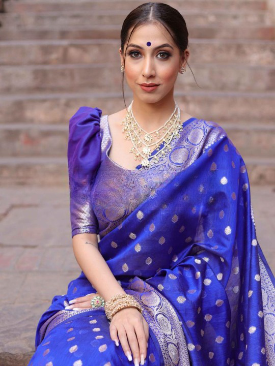 Classic Blue Soft Silk Saree With Seraglio Blouse Piece