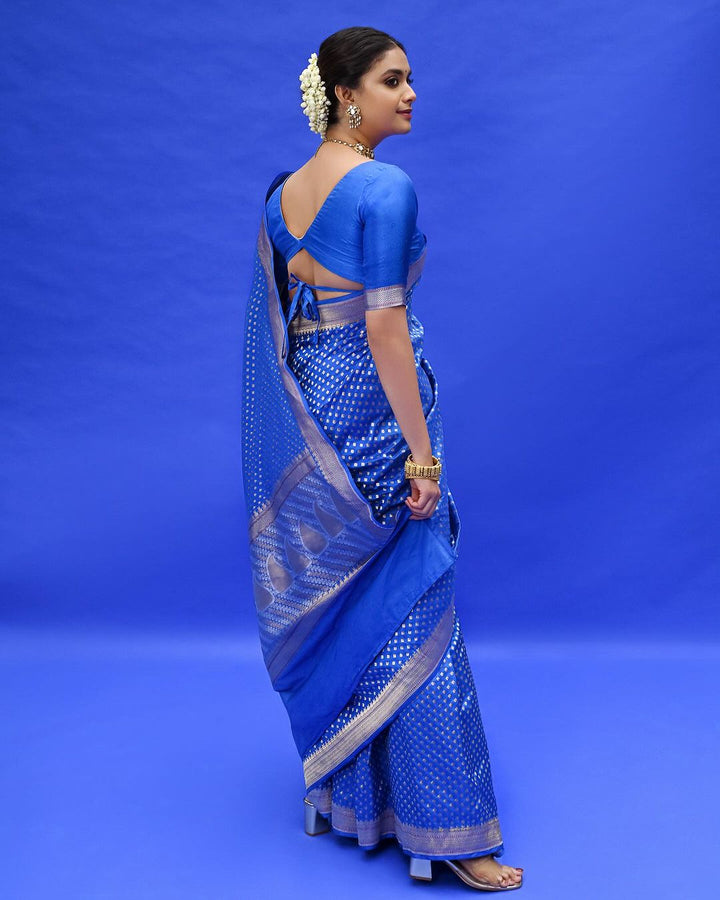 Phenomenal Royal Blue Soft Silk Saree With Lovely Blouse Piece