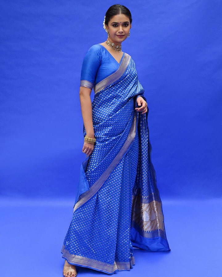 Phenomenal Royal Blue Soft Silk Saree With Lovely Blouse Piece