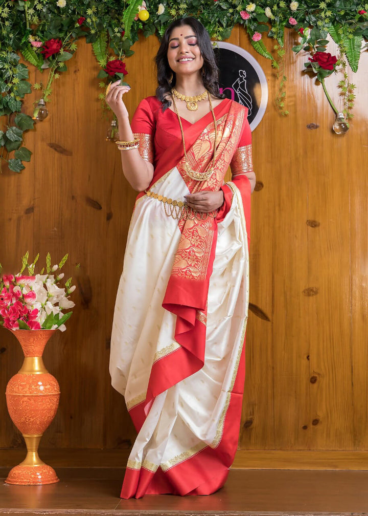 Seraglio Beige Soft Silk Saree With Smashing Blouse Piece