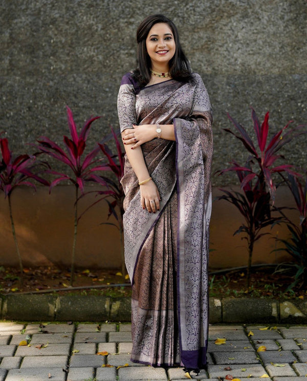 Gorgeous Purple Soft Silk Saree With Impressive Blouse Piece