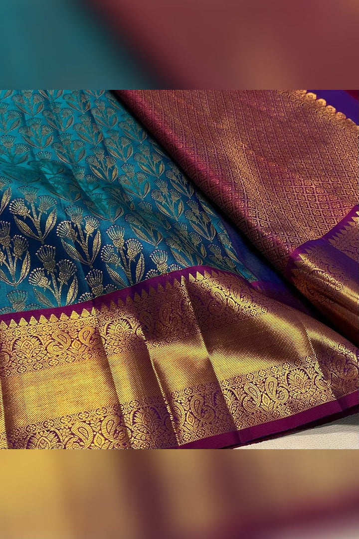 Most Stunning Rama Soft Silk Saree With Opulent Blouse Piece