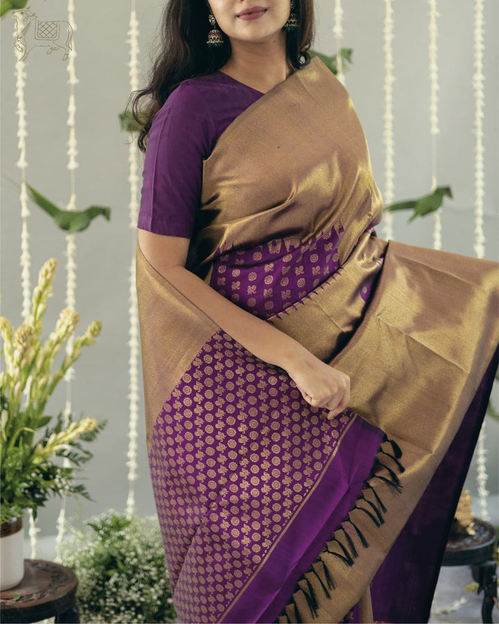 Fancifull Dark Beige Soft Silk Saree With Arresting Blouse Piece