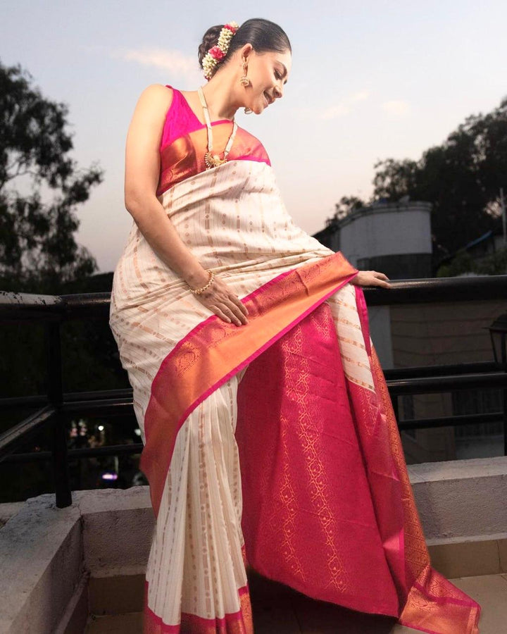 Panoply Beige Soft Silk Saree With Incredible Blouse Piece