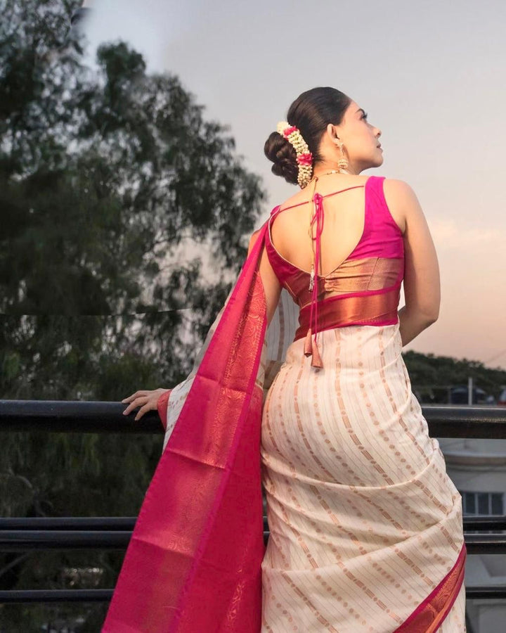 Panoply Beige Soft Silk Saree With Incredible Blouse Piece