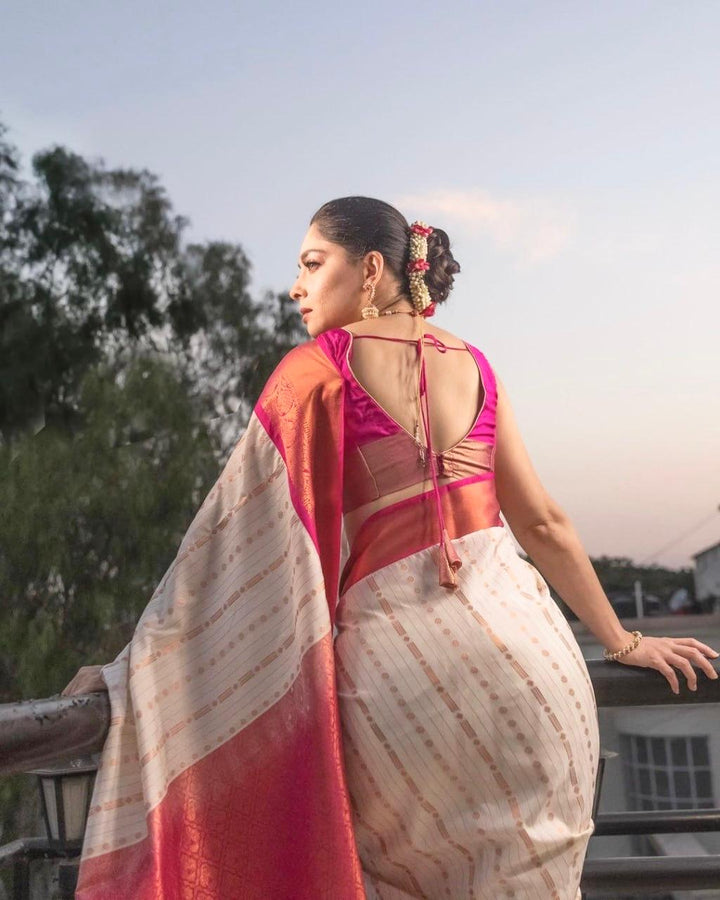 Panoply Beige Soft Silk Saree With Incredible Blouse Piece