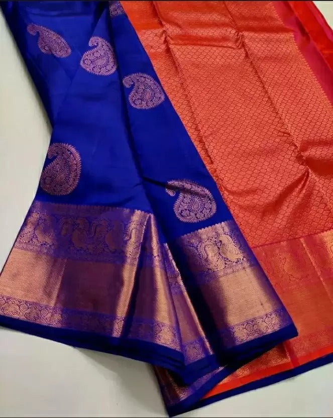 Marvellous Royal Blue Soft Silk Saree With Stylish Blouse Piece