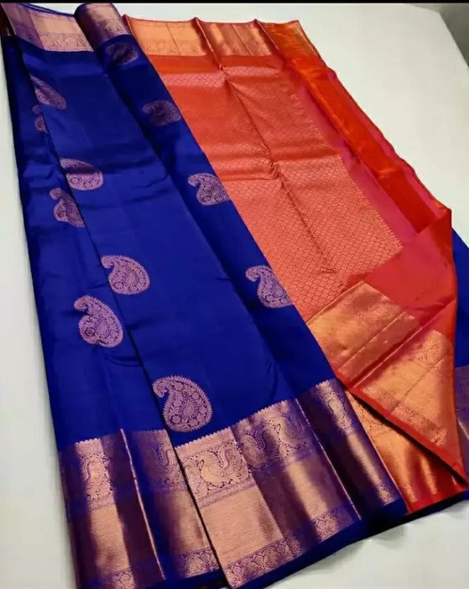 Marvellous Royal Blue Soft Silk Saree With Stylish Blouse Piece