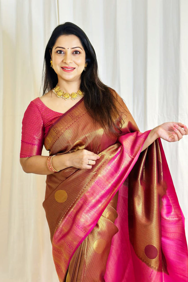 Elision Brown Soft Silk Saree With Mellifluous Blouse Piece