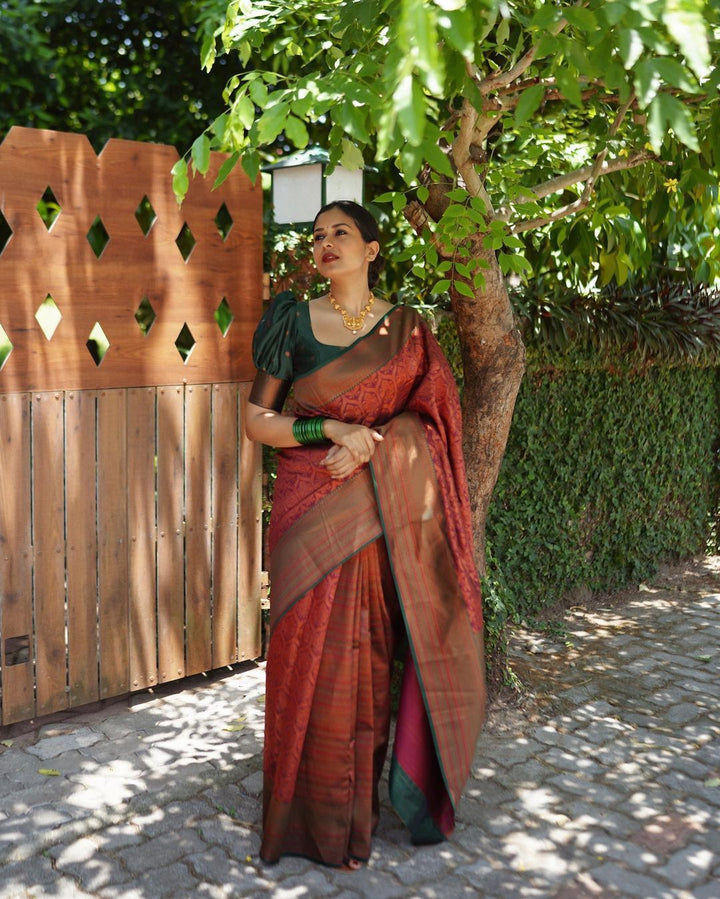 Gleaming Maroon Soft Silk Saree With Charming Blouse Piece