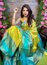 Yellow Silk With Jacquard Work Saree With Attractive Blouse Piece