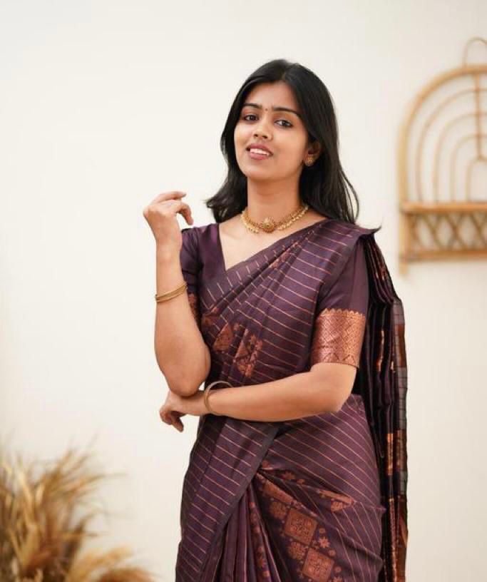 Gorgeous Purple Soft Silk Saree With Stylish Blouse Piece