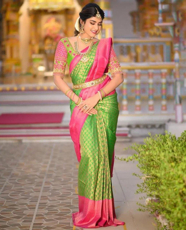 Fantabulous Perrot Soft Silk Saree With Resonant Blouse Piece