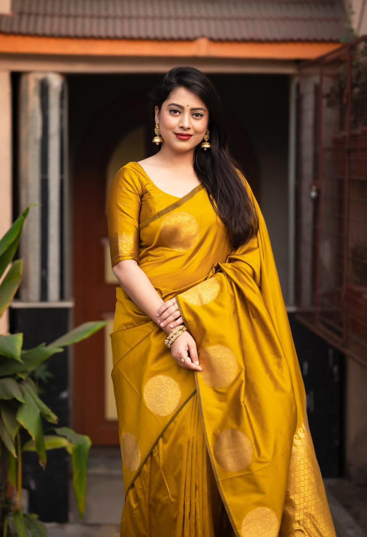 Ebullience Yellow Soft Silk Saree With Ratatouille Blouse Piece