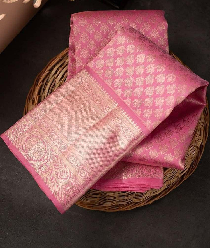 Stylish Pink Soft Silk Saree With Unique Pink Blouse Piece