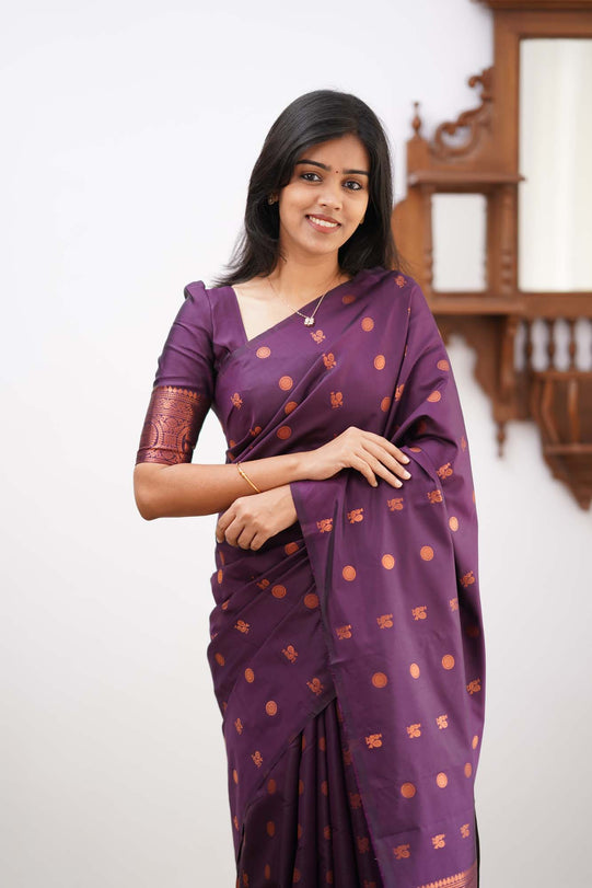 Charming Purple Soft Silk Saree With Stylish Blouse Piece