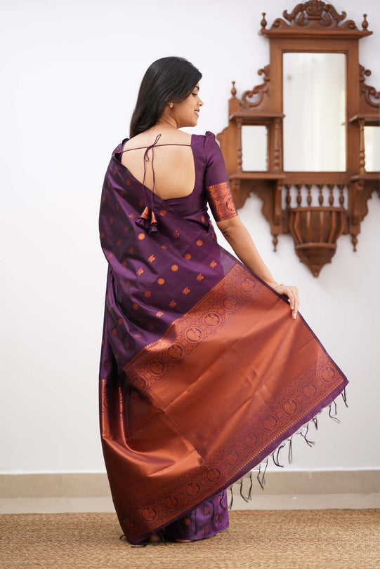 Charming Purple Soft Silk Saree With Stylish Blouse Piece