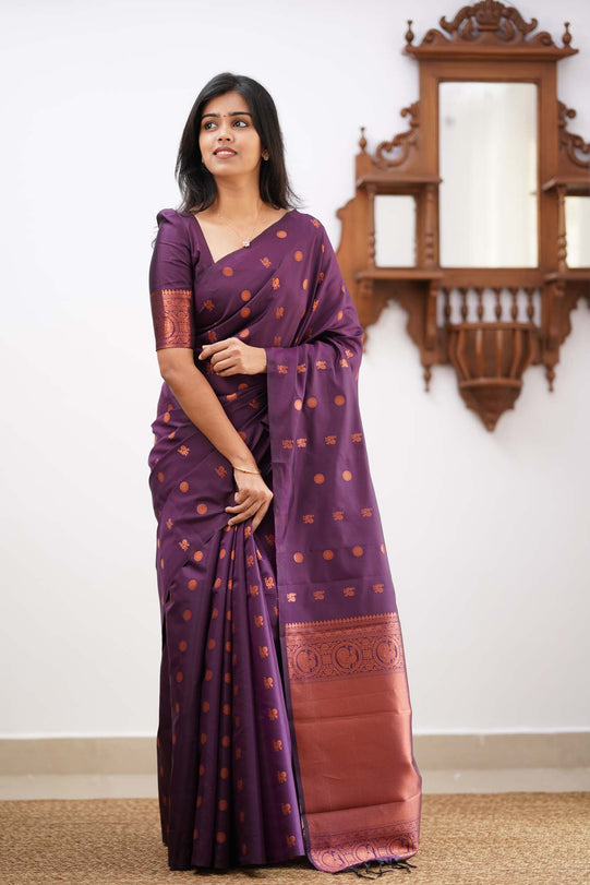 Charming Purple Soft Silk Saree With Stylish Blouse Piece