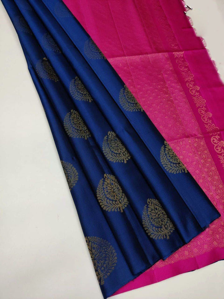 Radiant Royal Blue Soft Silk Saree With Opulent Blouse Piece