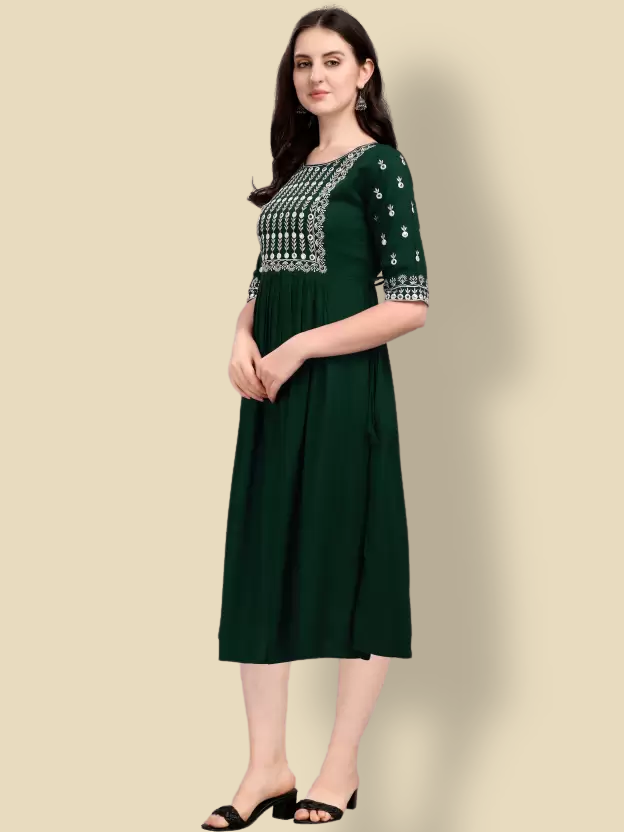 green designer dress