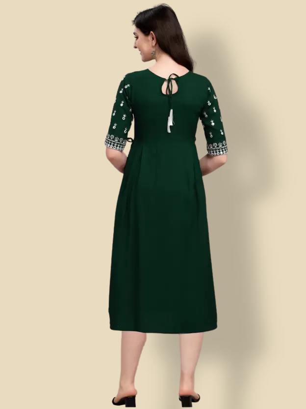 green cotton dress