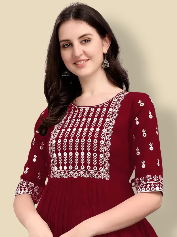 Red Georgette Casual Wear DRess