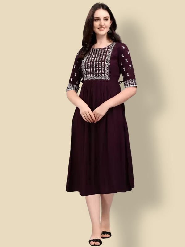 purple cotton designer cotton kurti