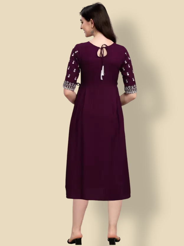 purple cotton designer kurta set